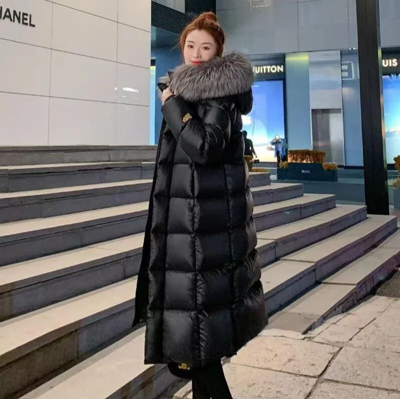 

2025 Winter New Product Thickened Down Cotton Jacket Long Loose Hong Kong Style Black Gold Bread Jacket Cotton Coat Coat