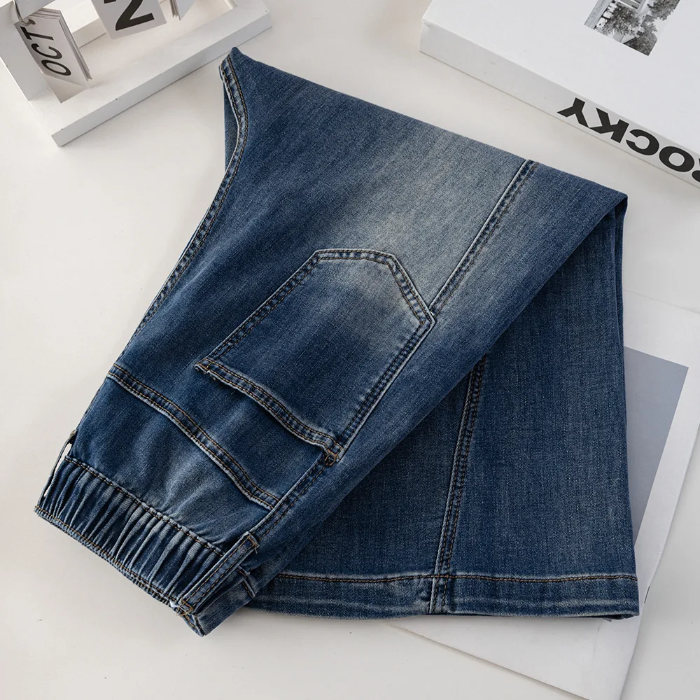 2026 Summer Plus Size Women High Waist Stretch Narrow Boyfriend Wide Leg Jeans Mid Capri Pants For Curvy Ladies 2623 view 6