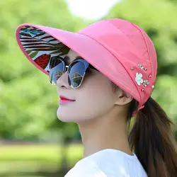 Womens Ladies Summer Wide Brim Foldable Sun Hat Anti-UV Beach Visor Caps Hats Summer Sun Hats Hiking Camping