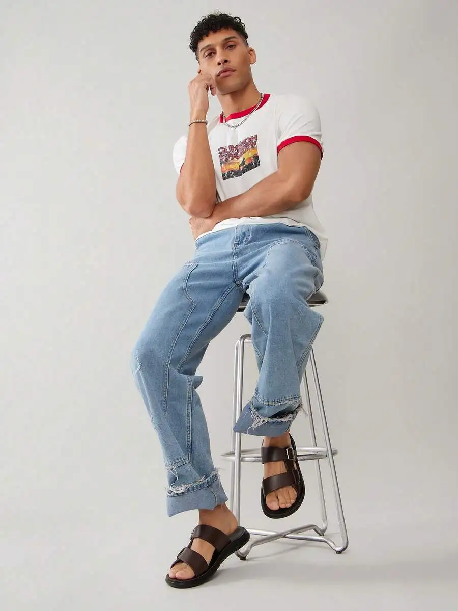 

Premium Stylish Men's PU Brown Slide Sandals, top seller with buckle decor design for casual daily outfit.