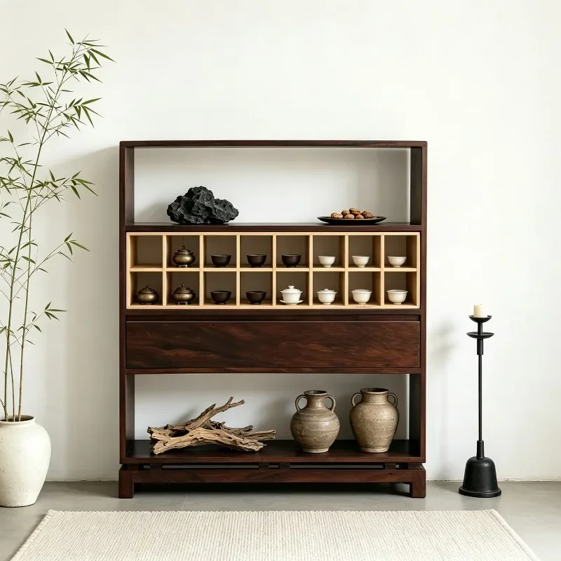 New Chinese-style contrasting color Bogu frame Duobao Pavilion tea display rack tea room tea cup storage rack
