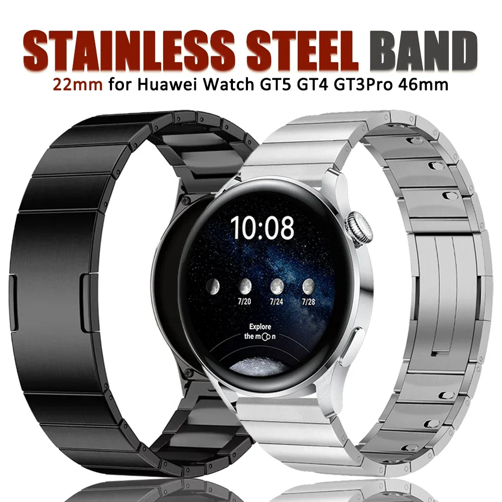 

22mm Stainless Steel Bracelet for Huawei Watch GT5/4 5Pro 46mm Quick Fit Men Band For HUAWEI WATCH 4 4Pro Ultimate Luxury Straps