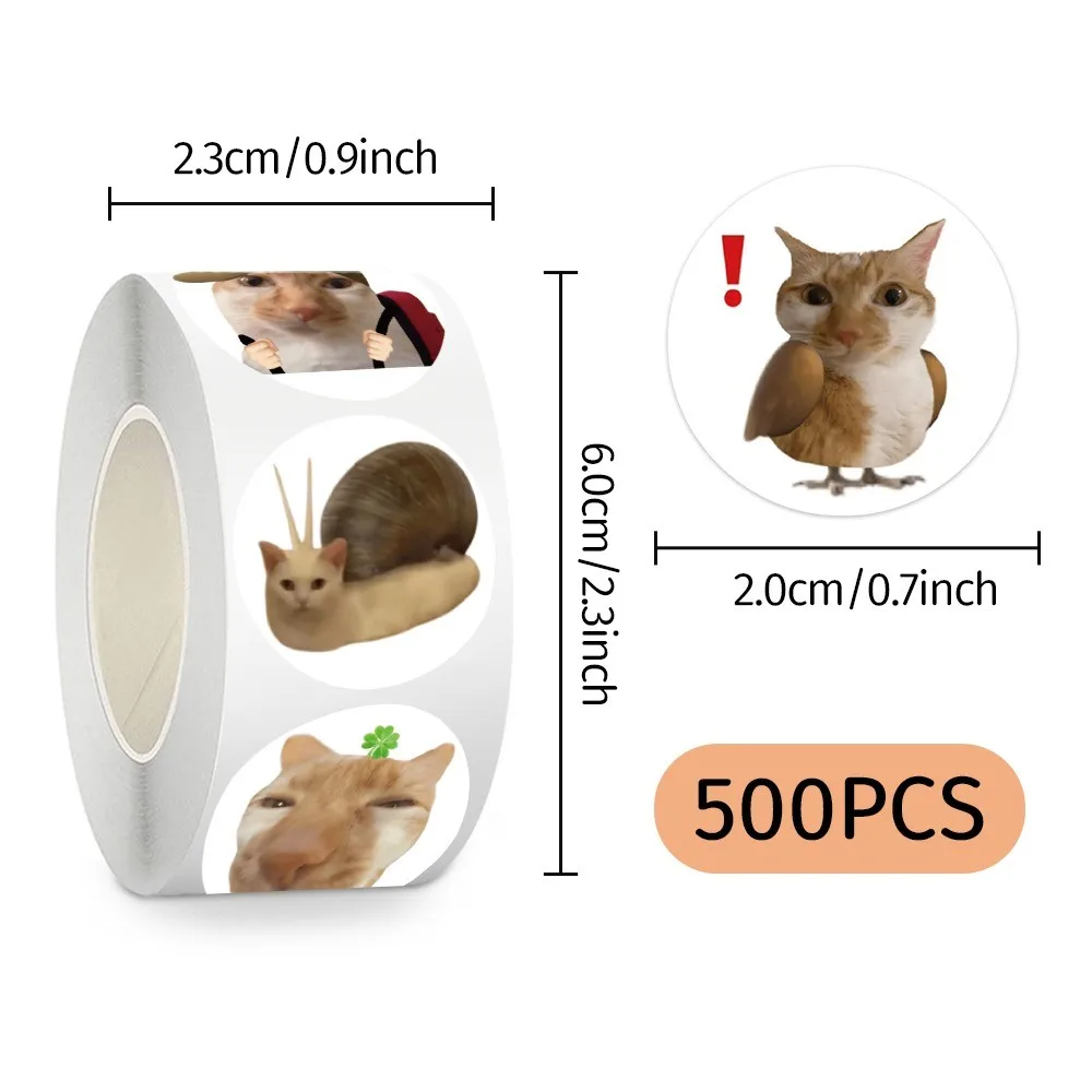 500 Pegatinas Divertidas de Memes de Gatos por Rollo - Calcomanías de Emojis Hilarantes para Laptop, Fundas de Teléfono y Decoración DIY - Tienda de Stickers