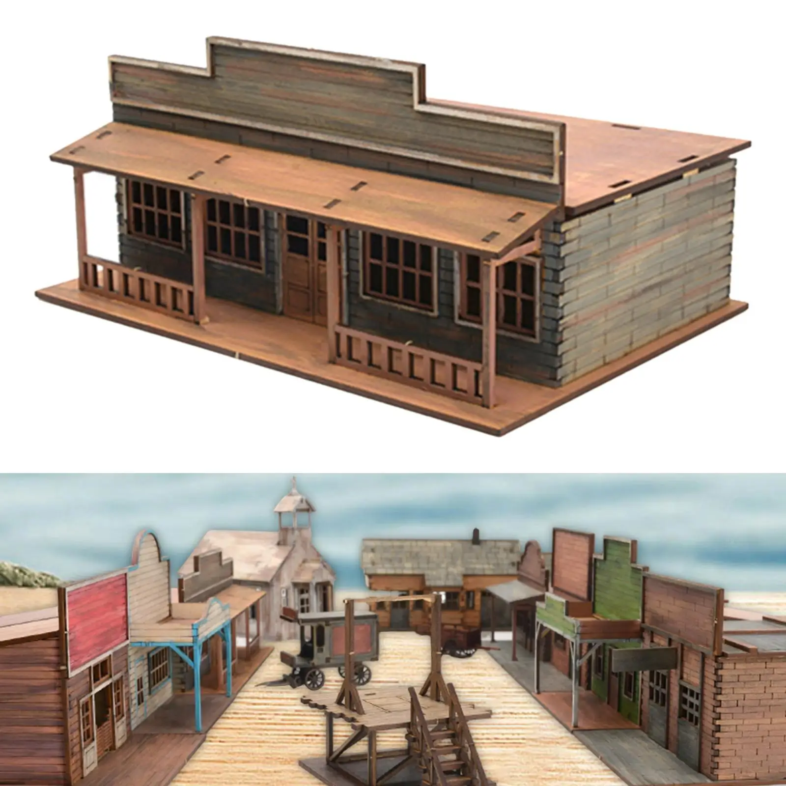 Model budynku miasteczka w skali 1/72 HO, edukacyjny zestaw do samodzielnego montażu, model architektury do makiet kolejowych, scena architektoniczna, akcesorium do mikro-krajobrazu.