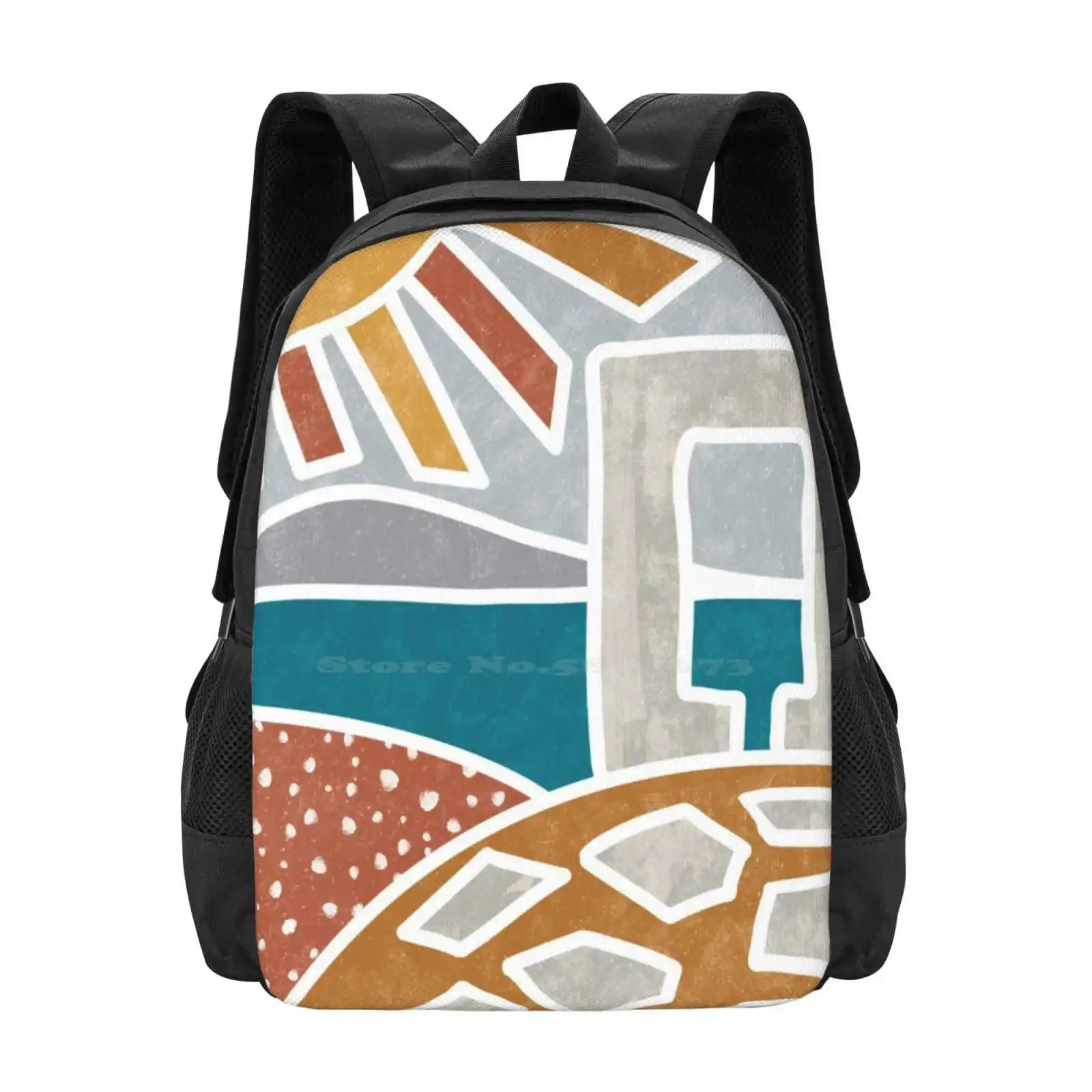 Naxos Island , Portara 3D Print Design Backpack Student Bag Greek Summer Naxos Island Greek Island Greece Turquoise Water Beach