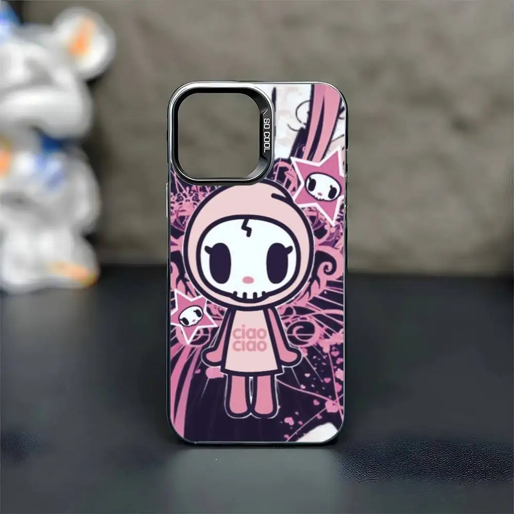 اليابان الكرتون T-Tokidokis جراب هاتف آيفون 17,16,15,14,13,12,11 زائد ، برو ماكس الأسود ماتي غطاء مقاوم للصدمات