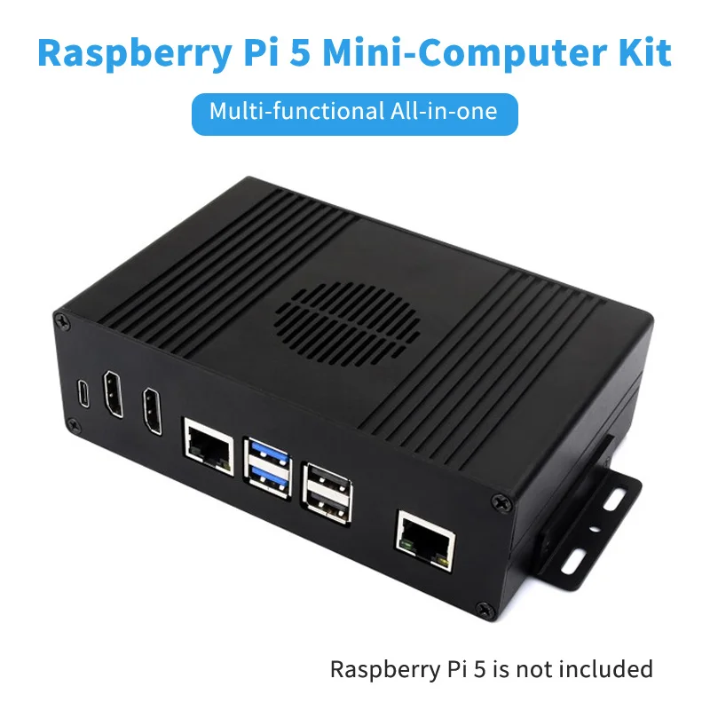 Mini-Computer Kit for Raspberry Pi 5 PCIe Extending to Gigabit Ethernet / 4-Ch USB3.2 Gen1 / M.2 Interface All-In-One Module