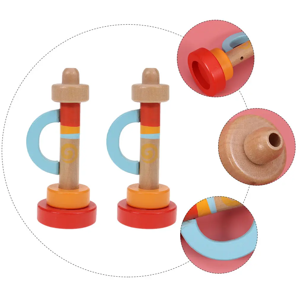 2 szt. Drewniane trąbki dla dzieci, instrumenty muzyczne, kolorowe, bezpieczne materiały, wczesna edukacja muzyczna, prezent, drewniana trąbka