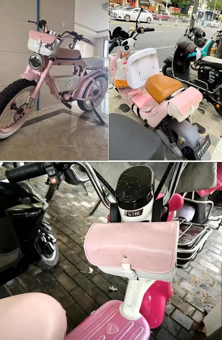 Electric Bicycle Front Handlebar Bag Bicycle Hanging Bag Cute Pink Storage Bag Bicycle Accessories