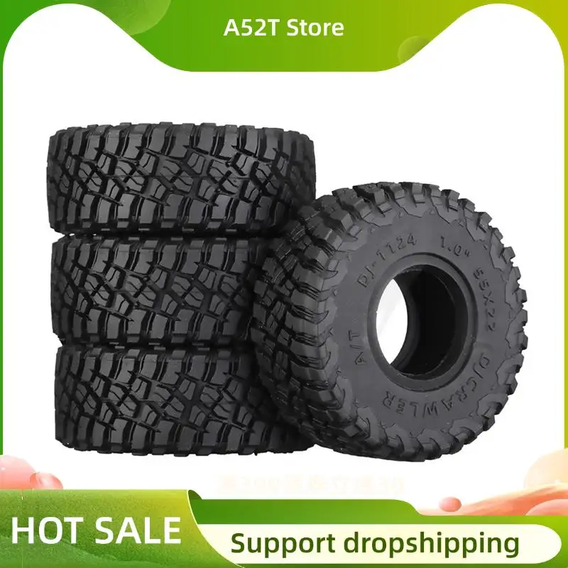 A52T 4Pcs 55Mm 1.0 In Super Soft Rubber Wheel Tire Tyre For 1/18 1/24 RC Crawler Car Axial SCX24 AX24 Traxxas TRX4M FMS FCX24