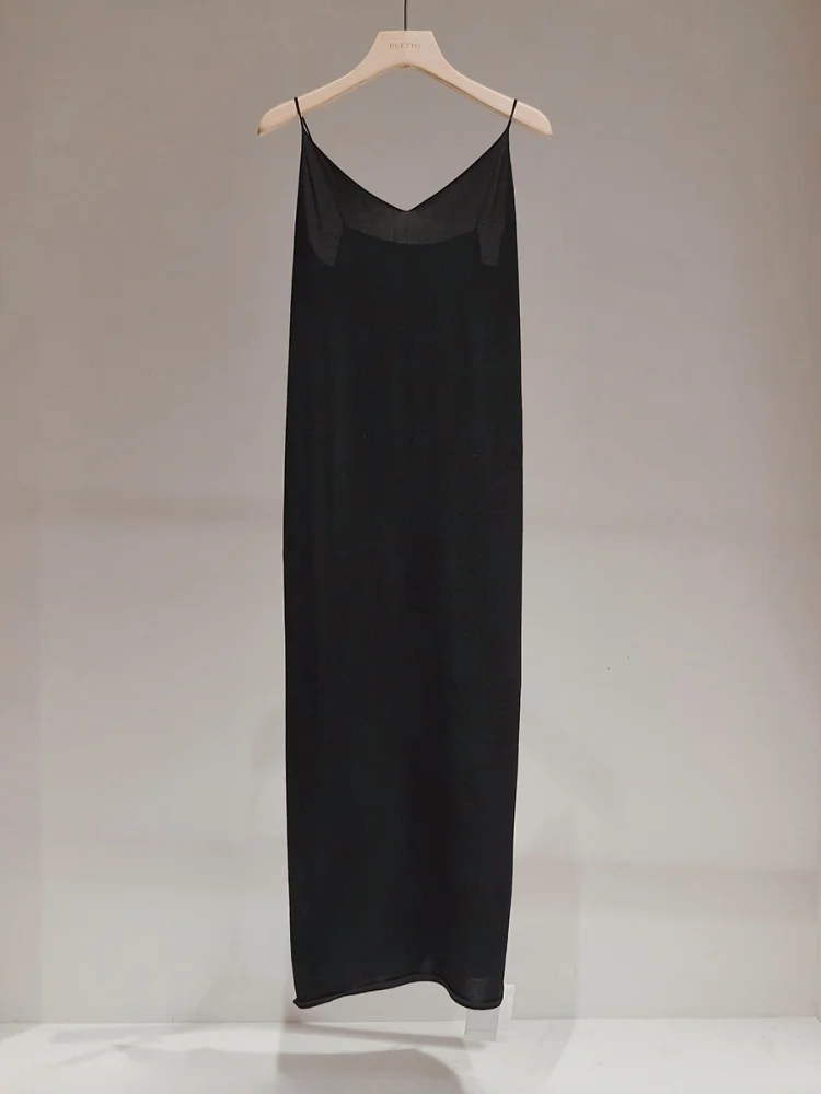 

Платье Duetto Mat Bla Dr Lenzing с эластичными бретелями, из мягкого трикотажа, с завышенной талией, А-силуэт, весна-лето