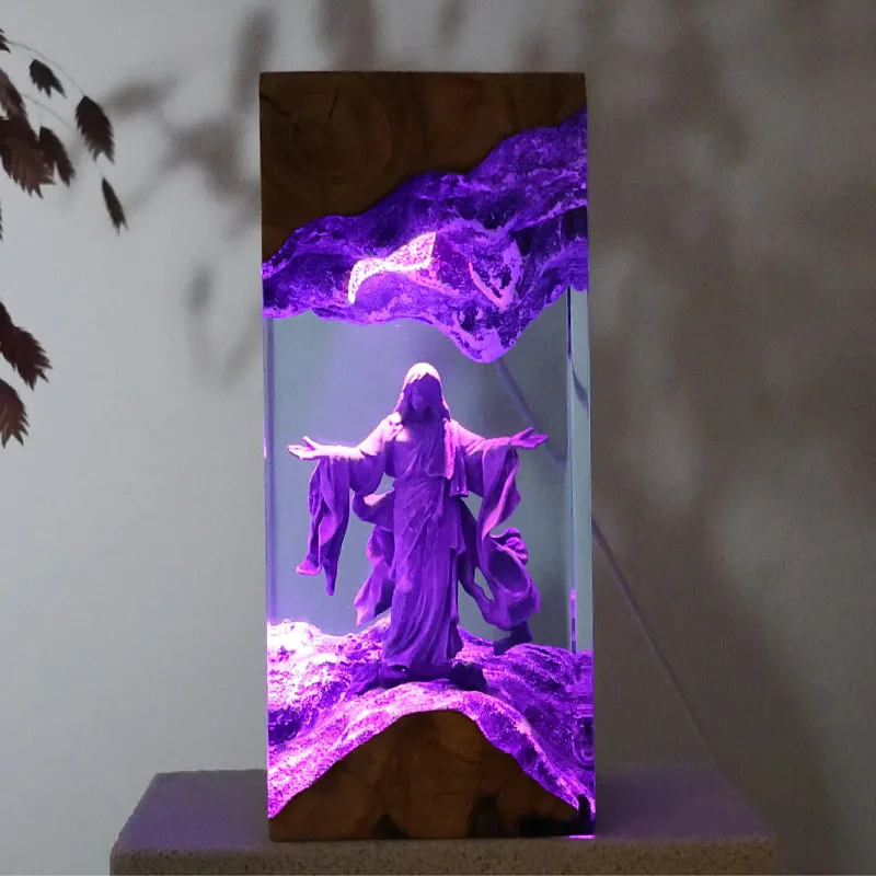 Jesus Figure Organism Resin Table Light Creactive Art Decoration Lamp Belief Culture Theme Night Light  USB Charge