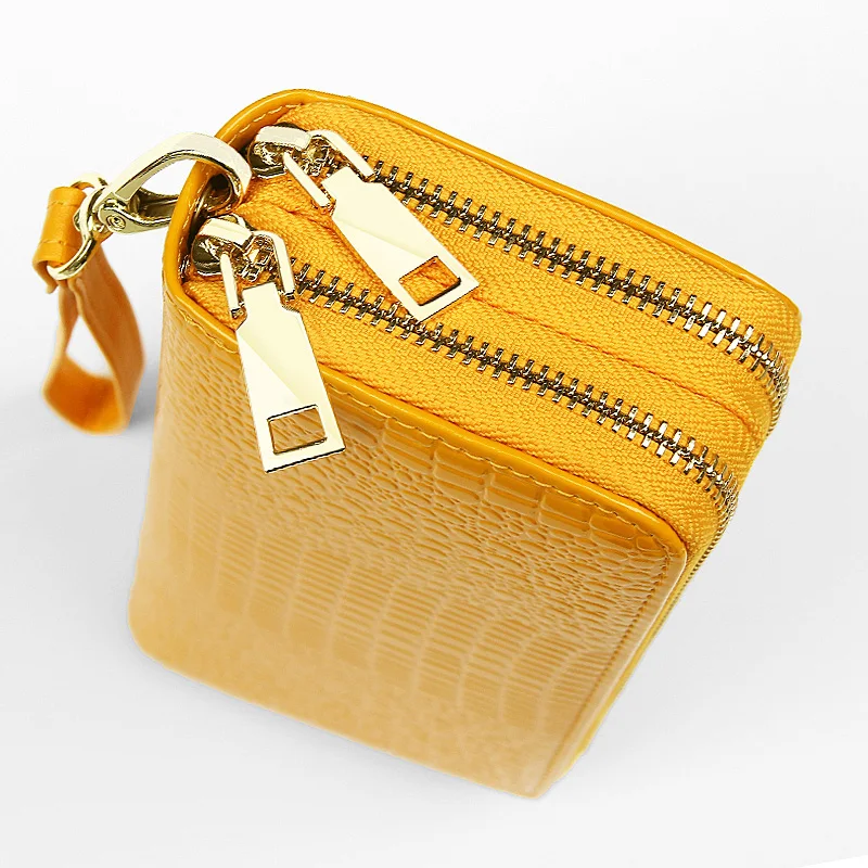 

Gold Color Attracting Wealth Long Wallet for Women Large Capaci Multi-Function Double Zipper Leather Clutch Handbag