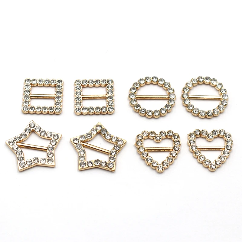 LKERAN 10 Pieces/Bag Gold Alloy Variety Rhinestone Buckle Wedding Invitation Card Decoration DIY Hair Accessories Free Of Shipp