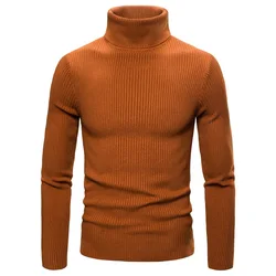 Camisola de gola alta tricotada masculina, camisola casual que combina com tudo, versão masculina, outono e inverno