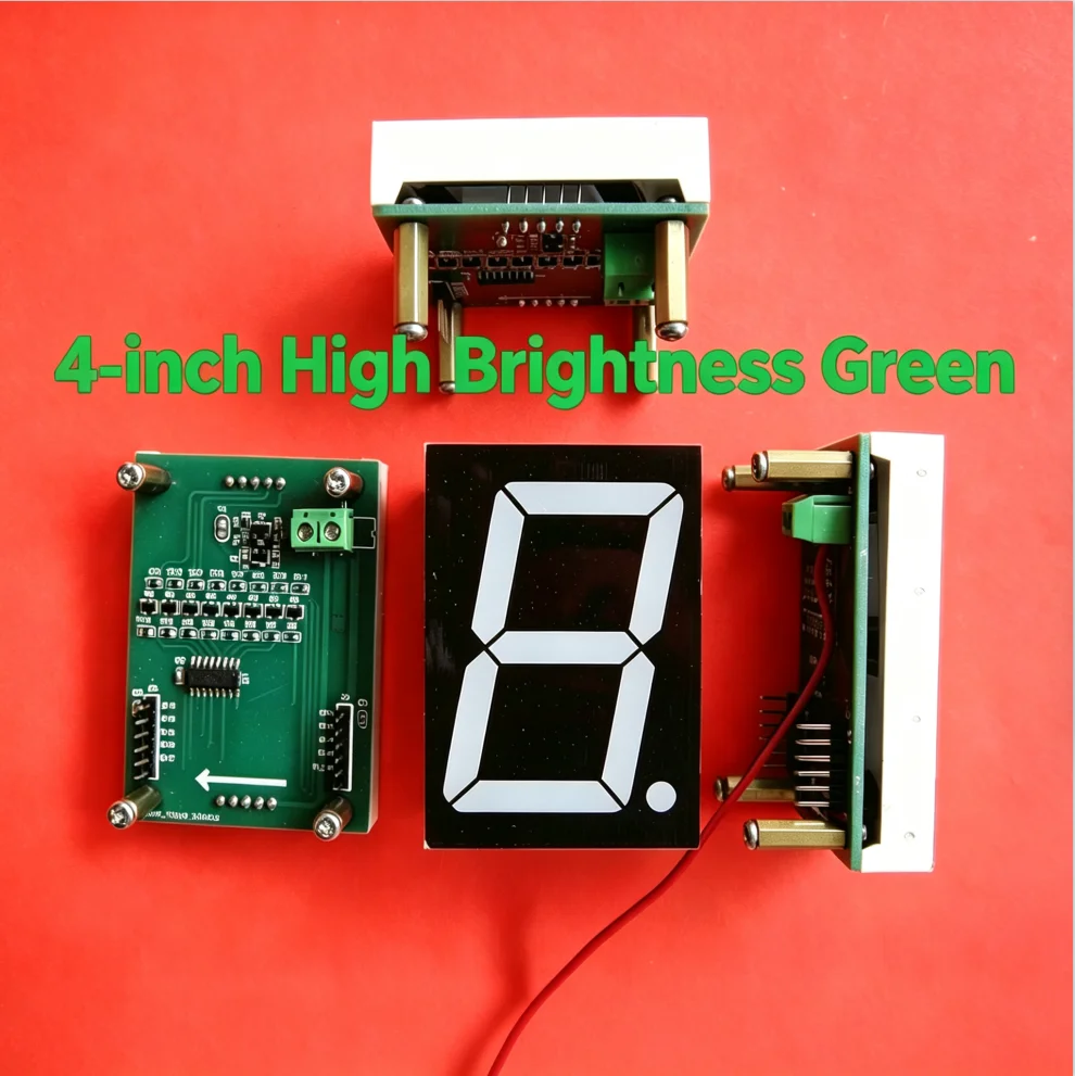 4-Inch Green LED 7 Segment Display Module , 1 Digit Digital Tube with Driver Board Cable for Scoreboard Timer Counter
