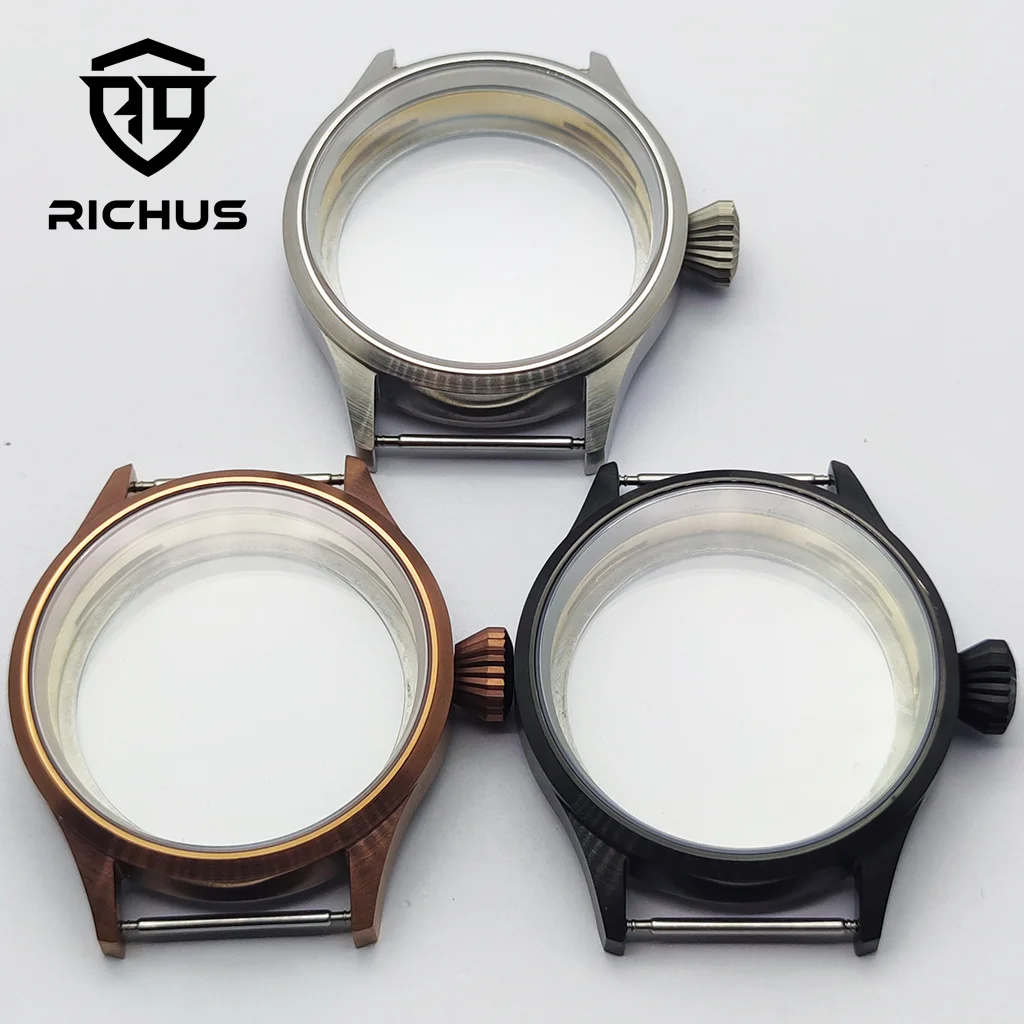 

Корпус часов RICHUS 43 мм, матовый корпус из сапфирового стекла, подходит для ETA6497 6498 ST3600, аксессуары для часов с механизмом