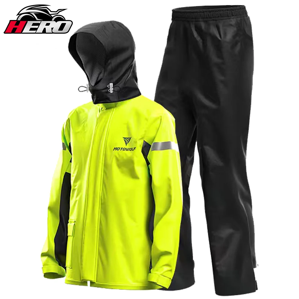 Rainy Day Riding Motorbike Mackintosh Night Reflective Stripes High Quality Mackintosh Suit Motorbike Outdoor Travelling Suit