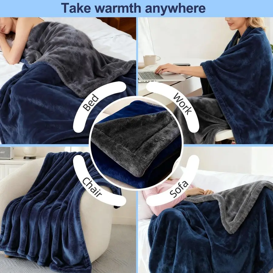 

Heated Blanket Throw 50 x 60 Soft DualSided Flannel Fast Heating 12 Heat Levels 112H Timer amp Overheat Protection amp Auto Shut
