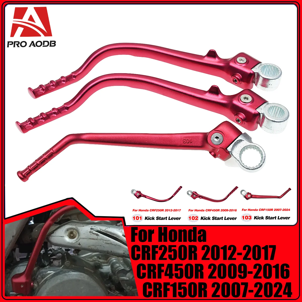 

For Honda CRF150R 2007-2024 CRF250 2012-2017 CRF450R 2009-2016 CRF Dirt bike Motocross CNC Forged Kick Start Starter Lever Pedal