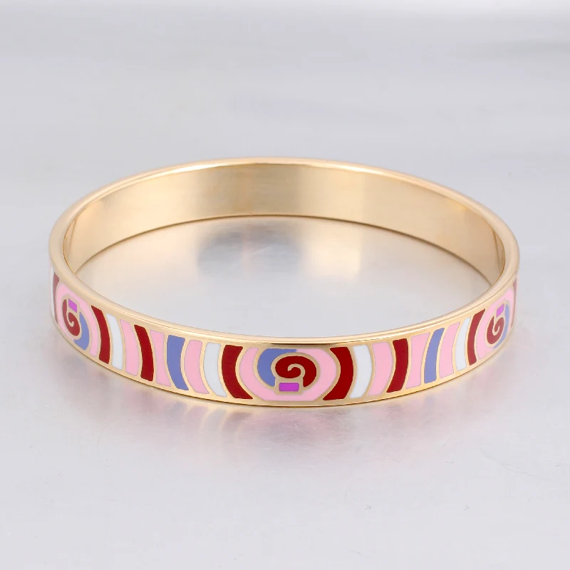 New Arrival Elegant Classic Vintage Bangle Stainless Steel  Metal Enamel Bracelet for Women Trendy Jewelry