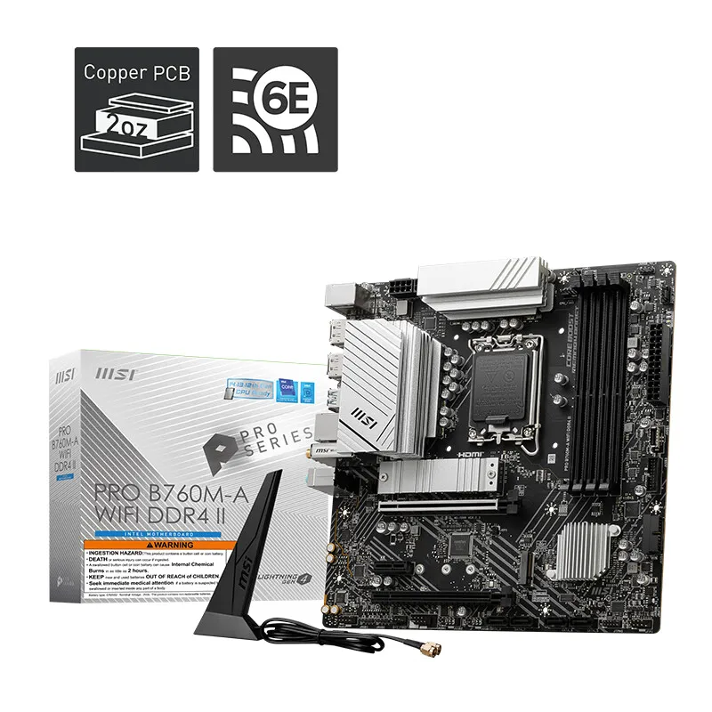 اللوحة الأم MSI PRO B760M-A DDR4-II Intel B760 لـ DDR4 128GB PCI-E 4.0 SATA3.0 M.2 Micro-ATX للألعاب ومحطة العمل #2