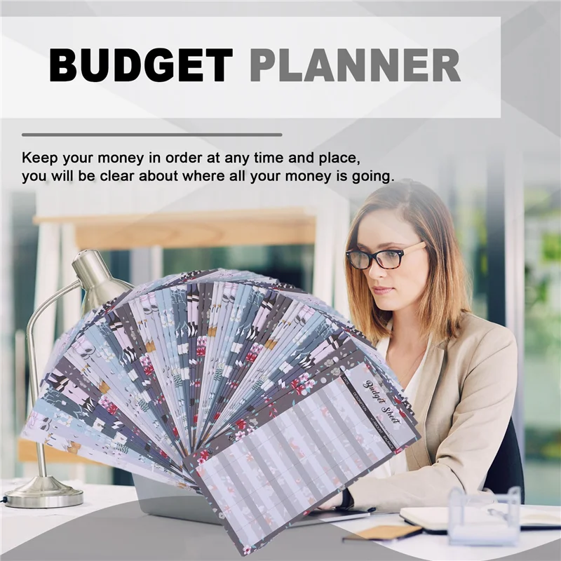 أوراق مجلد الميزانية - 60 قطعة منظم ميزانية النفقات لإدارة الميزانية والمالية، كتاب دفتر الأستاذ، منظم الفواتير