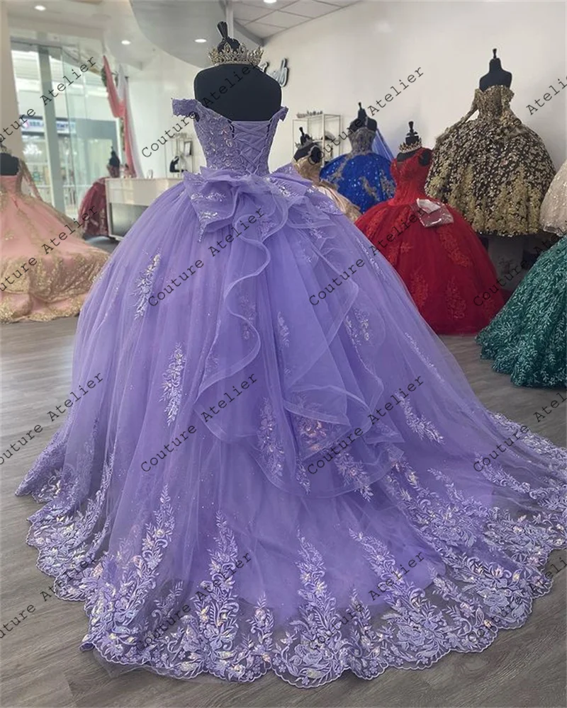 Vestidos De Quinceañera lila para niña De 15 años, Vestidos De fiesta De cumpleaños con apliques, 2024