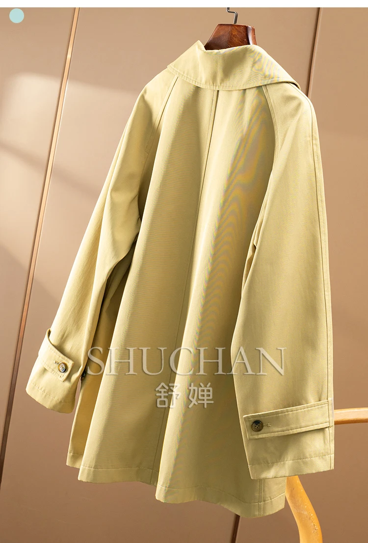 Spring home, early autumn, good version! Xiaohe + simple loose lapel one-hand long trench coat female 66C2