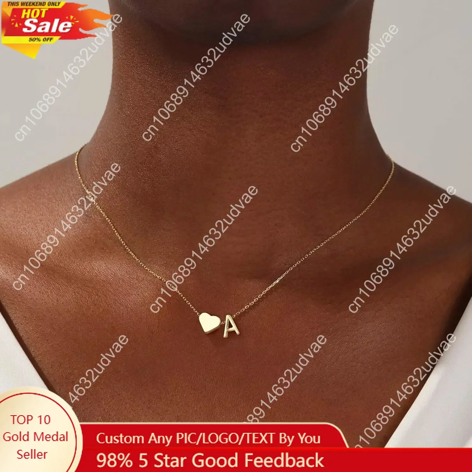 

Turandoss Gold/Silver Heart Initial Necklace for Women Teen Girls - 18K Gold Plated Letter A-Z Pendant Necklace Dainty Heart Nec