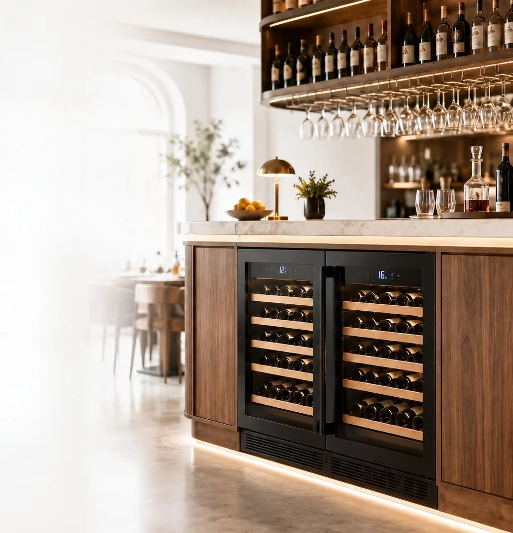 Luxury Wine Cabinet OEM Built in Wine Cooler Fridge for Custom Wine Cellar and Bar Cabinet