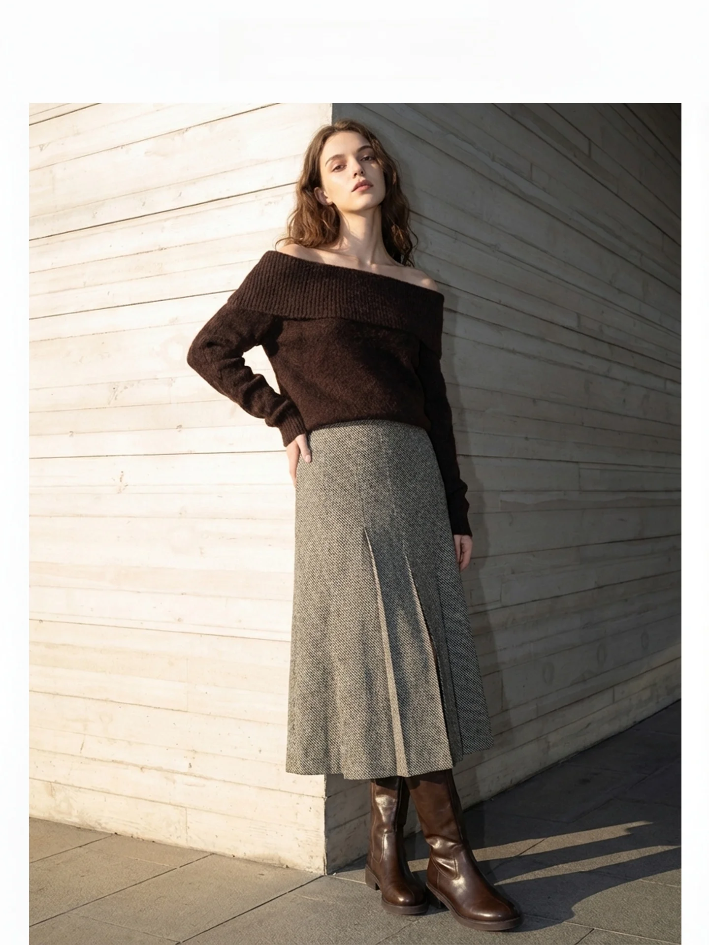 

Вязаный свитер с открытыми плечами для женщин, свободный крой, длинный рукав, шерстяной, осенне-зимний, повседневный, с открытыми ключицами