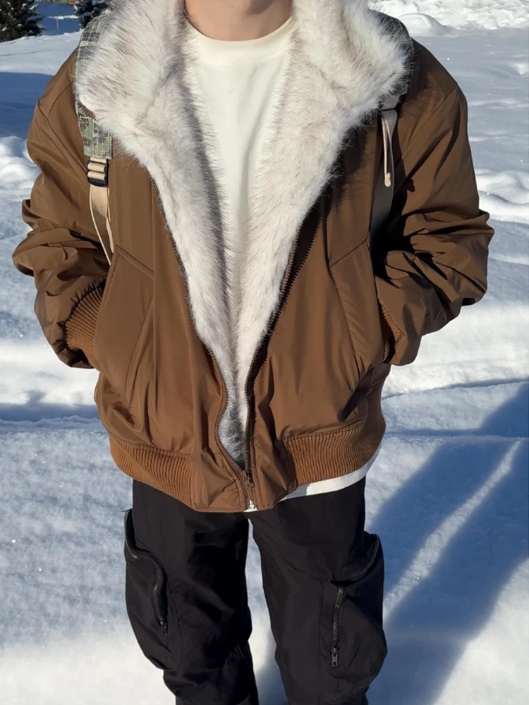 

Cleanfit American Sle Stand Collar Thiened Fce ort Jaet Men Winter Outerwear Flight Cotton Coat Warmth Casual