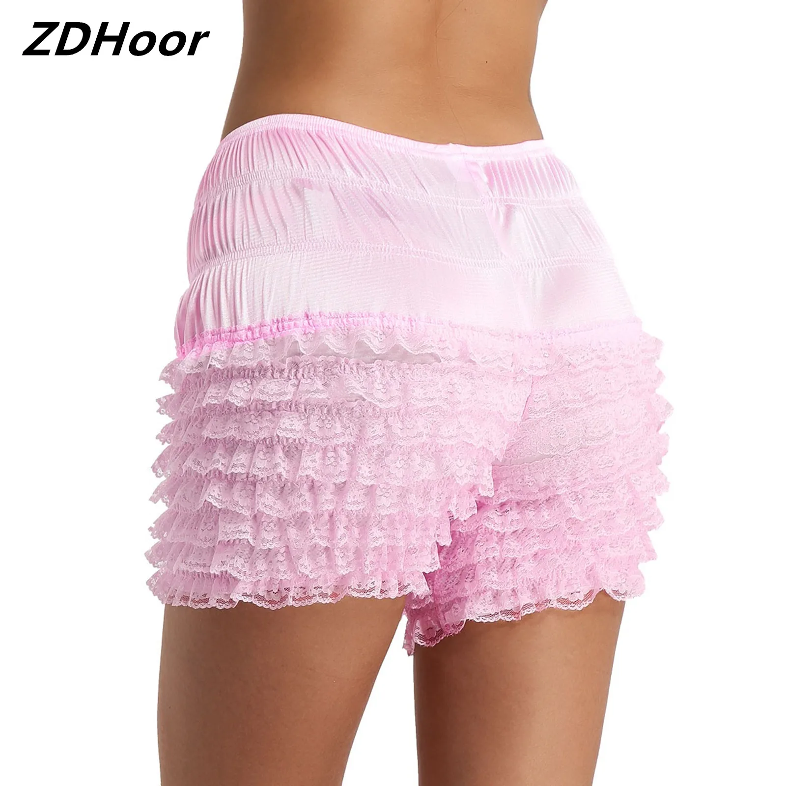 Women Tiered Ruffle Shorts Lace Dance Bloomers Shorts Lingerie Super Soft Boxer Underwear Panties