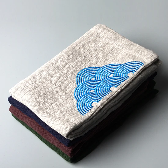 Thickened Cotton And En Tea Towel, Anti Scald Embroidery, Absorbent Cloth, Large Clean Square Kung Fu Set
