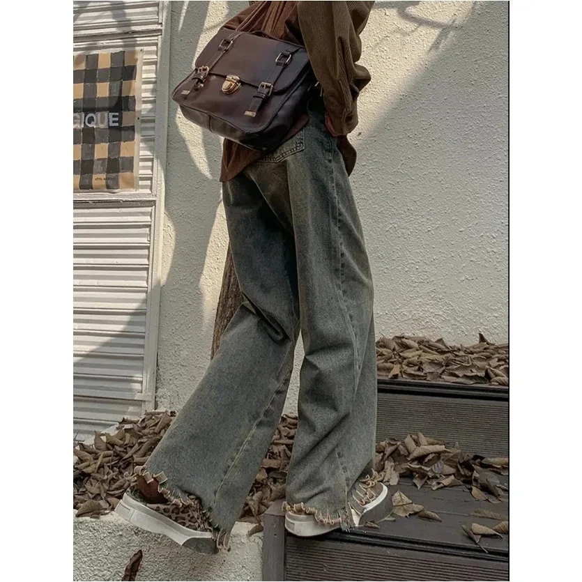 

Jeans Women Summer 2023 New High Waist Retro Tassels American Style Trousers Fashion Casual Loose Wide Leg Pants Womens