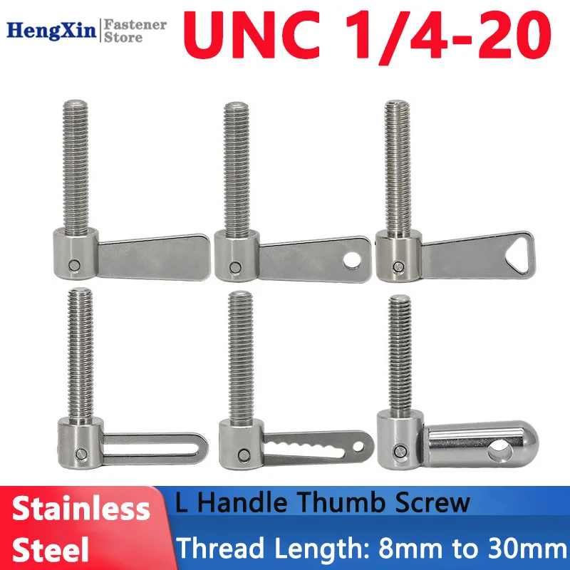 UNC 1/4-20 Stainless Steel L Handle Thumb Screw Adjustable Revolving Arm Tool-Free for Machinery Guard Electronic Enclosure