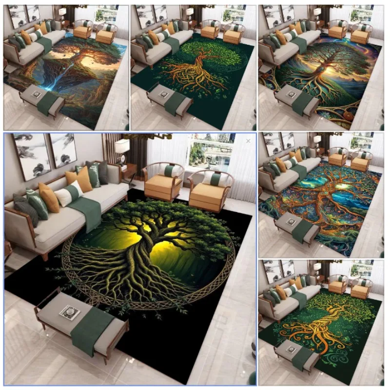 

Ковер Древо Жизни Коврик Фэнтези Природа Печать Нескользящий Прочный Домашнее Украшение Гостиная Медитация Комната Коврик