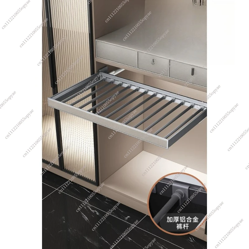 

Built-in Telescopic Pants Rack Multi-function Pull-out Slide Rail Storage Rack for Wardrobe Home Closet Organizer