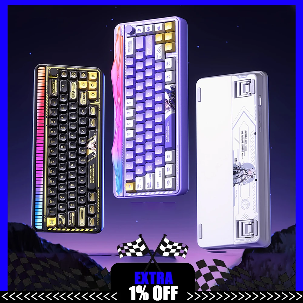 

LEOBOG Hi65 Механическая клавиатура 3 режима Беспроводная RGB прокладка с горячей заменой Геймер Алюминиевый сплав Пользовательские игровые клавиатуры 4000 мАч Подарки