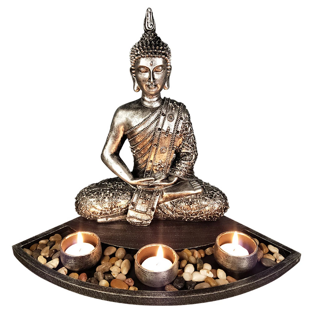 

Buddha Statue Holder Candlesticks Desktop Adornment Zen Stand for Beauty Salon