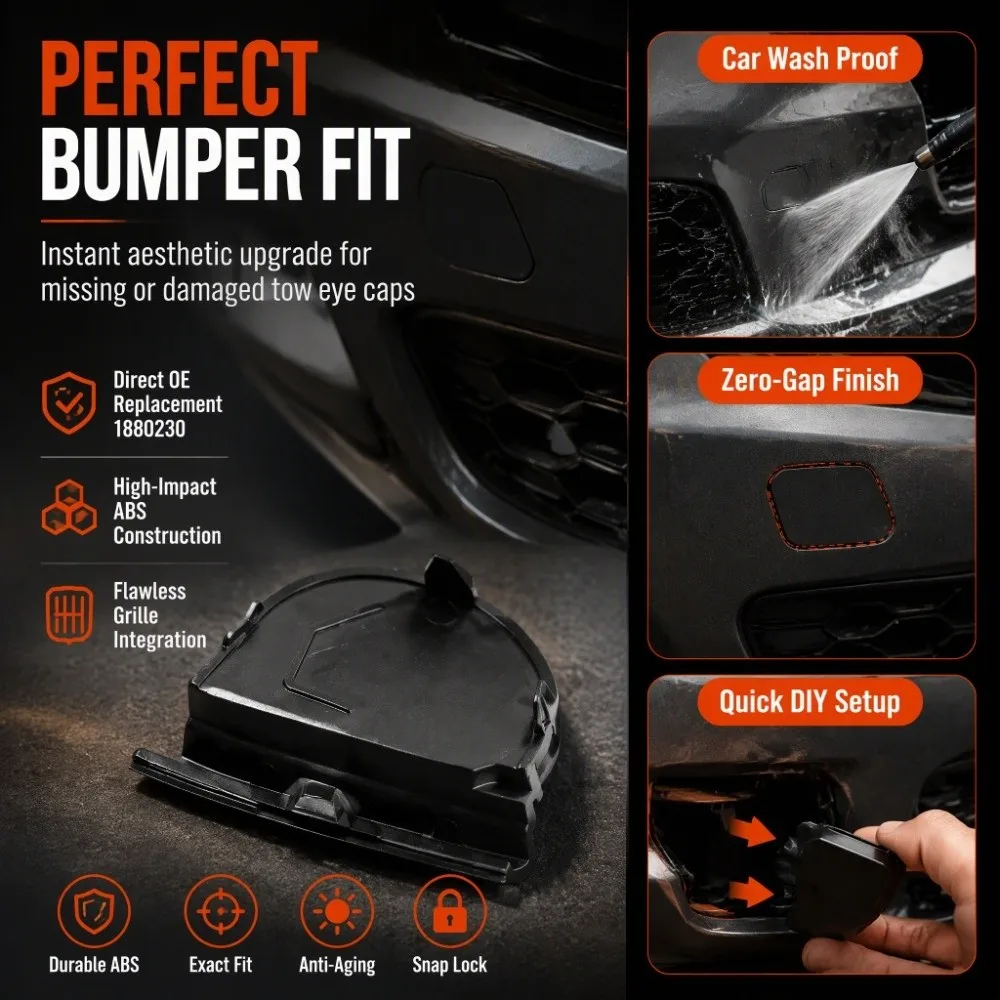 Durable ABS Tow Hook Cover 1880230 Black Tow Hook Eye Cover Tow Hook Lid for Ford Focus Mk3 ST 2014‑2018 Exterior Body Swap