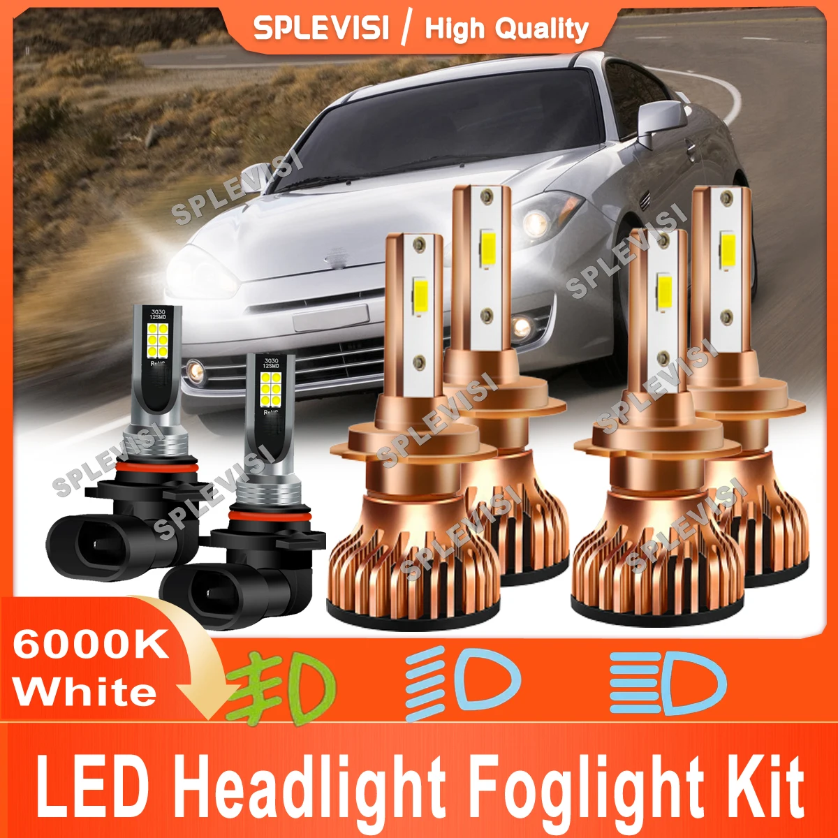 

Led Car Light HID White Headlight High Low Beam Foglamp H7 H7 9006 For Hyundai Tiburon 2003 2004 2005 2006 Plug And Play 12V 24V