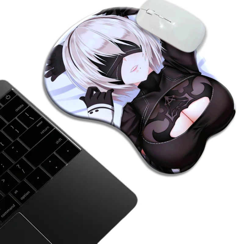 Game White Hair and Blue Eyes Girl Nier 2B Mouse Wrist Pad Ergonomic 3D Soft Silicone Anti-tenosynovitis Wrist Mouse Pad