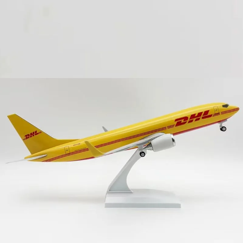 DHL Airlines 30CM Plane B737 Airplane 1/240 Scale With Wheels & Landing Gear for Decoration Living Room Resin Aircraft Model
