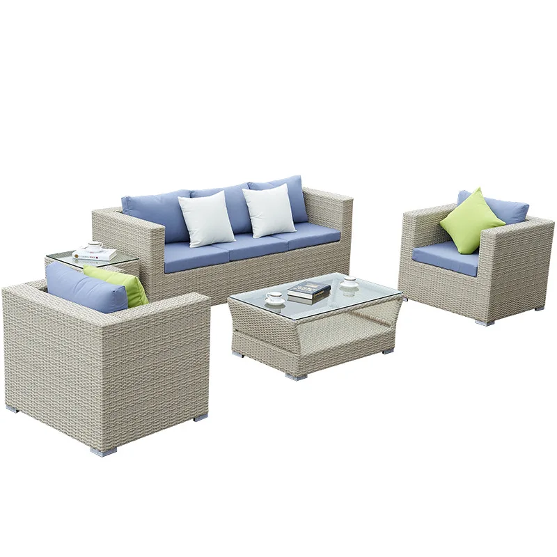 

#Outdoor rattan sofa, balcony tables and chairs, outdoor courtyard garden cafe casual rattan outdoor sofa set