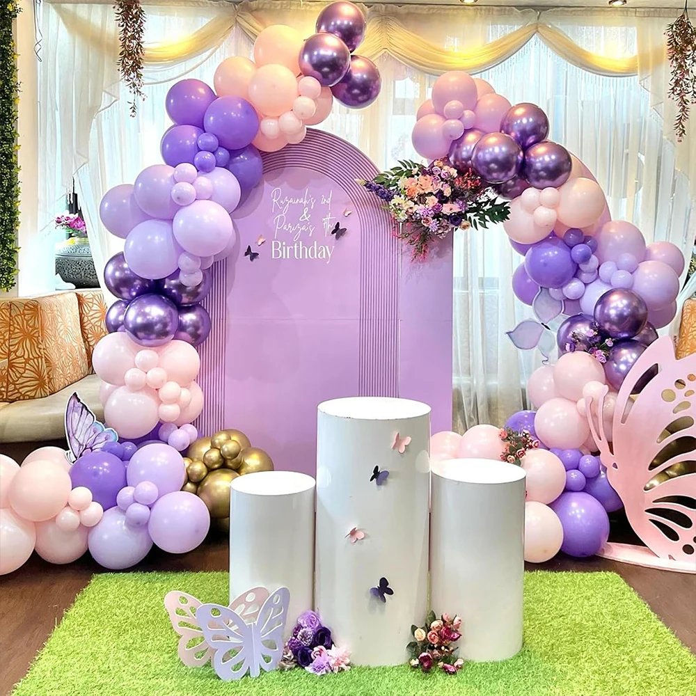 112-teiliges Lila und Rosa Latex-Ballon-Bogen-Girlanden-Set Geeignet für Geburtstagsfeiern Hochzeiten Valentinstag-Partydekoration – Detail 2