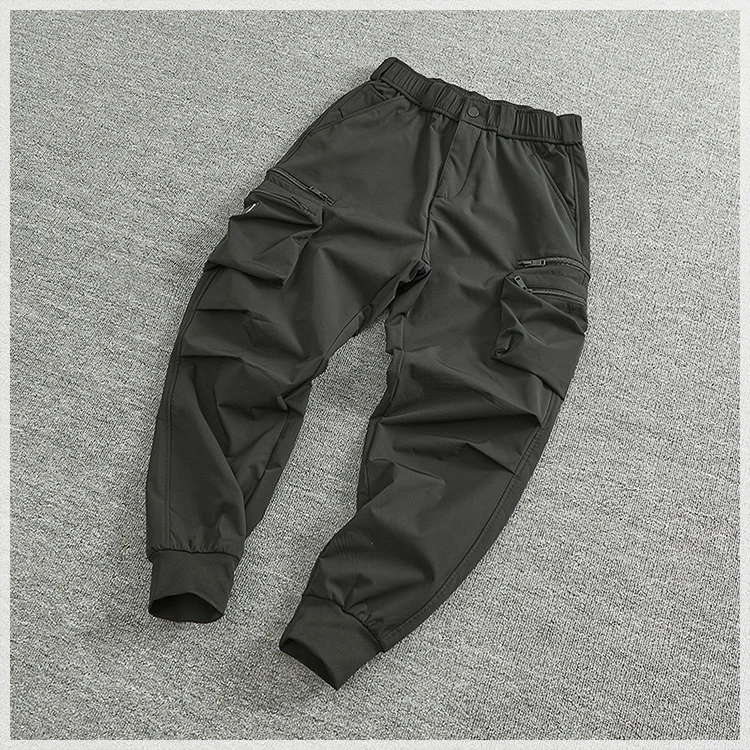 

Свободные повседневные черные рабочие брюки для мужчин с кетами High Street Sle, осень-зима, новые брюки с манжетами Faion Spor