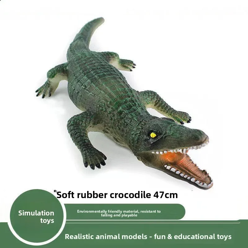 

Большая мягкая резиновая игрушка-крокодил, реалистичная, прочная модель рептилии, устойчивая к падениям, подарок для малышей, декоративная статичная фигурка животного