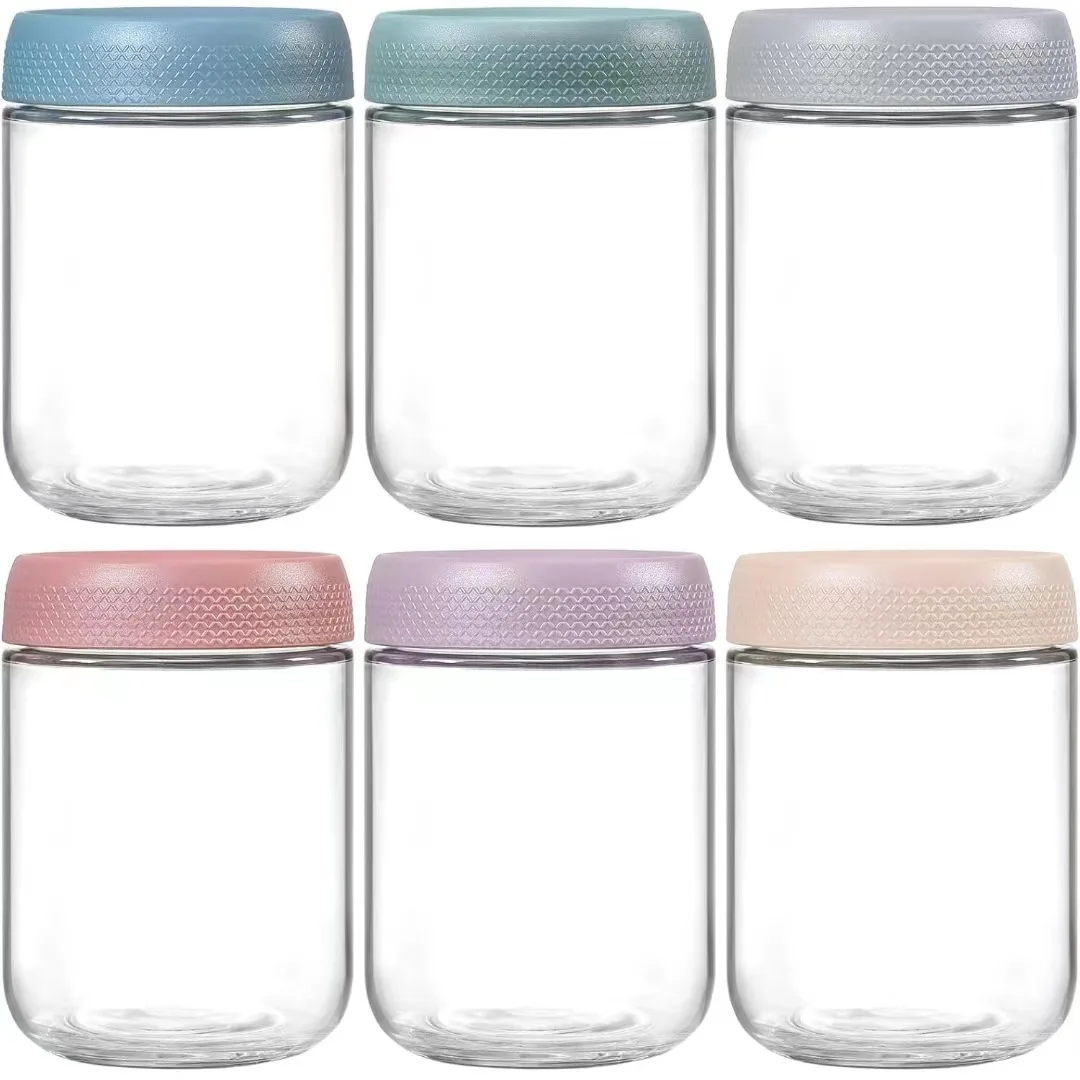 

6-pack 16/10 oz Overnight Oats Containers with Lids,Wide mouth Glass Salad jars, Food Storage Containers for Snacks Yogurt Spice